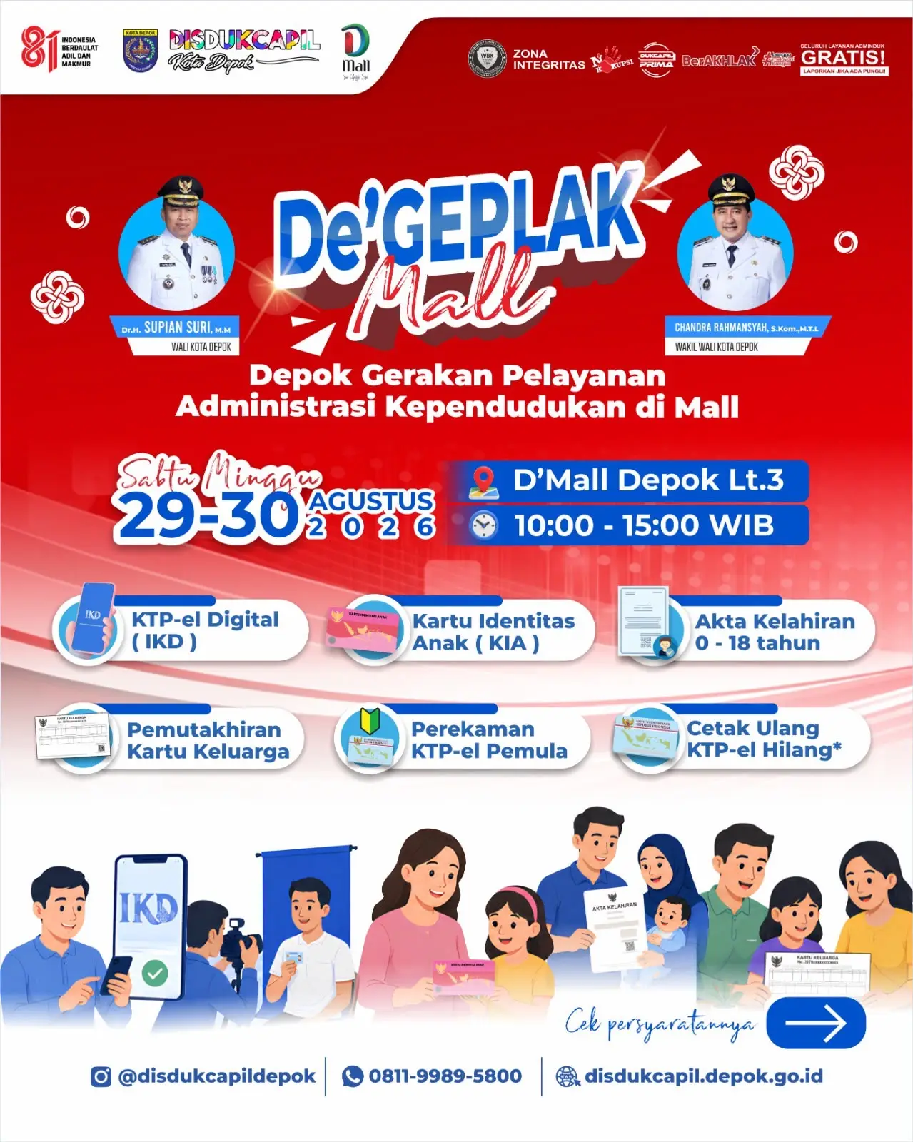 Yuk Urus Adminduk di De’ Geplak Mall Depok, Catat Tanggalnya!