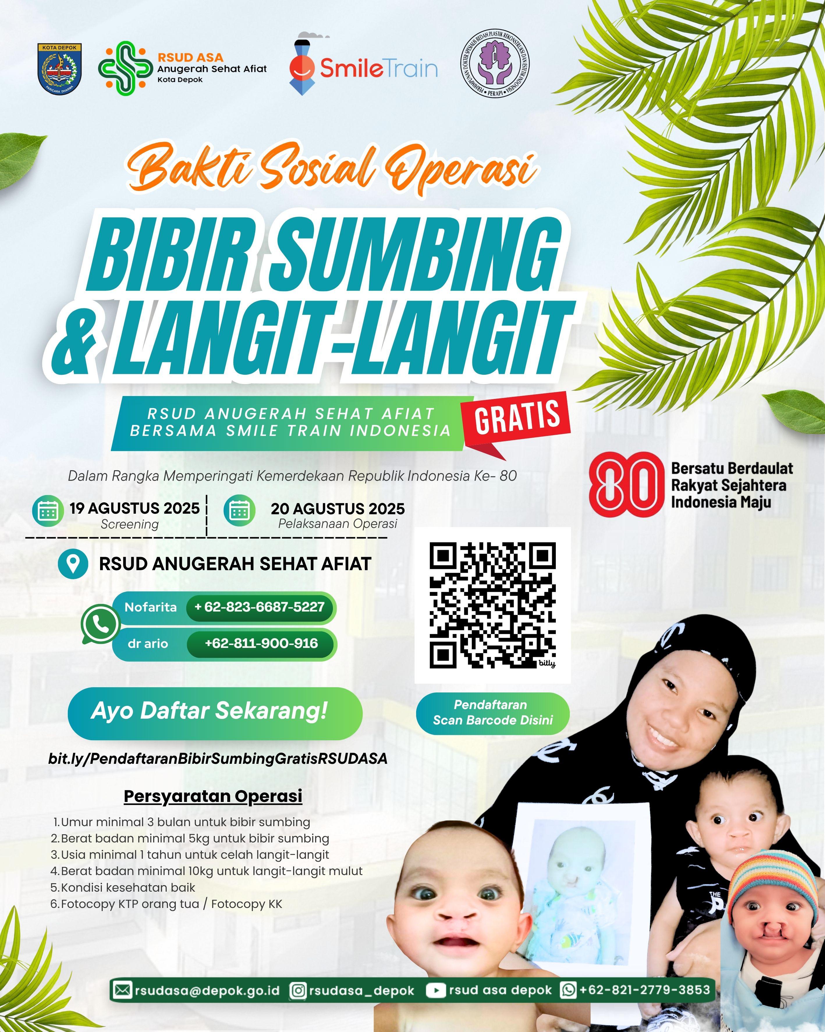 Sambut HUT ke-80 RI, RSUD ASA Gelar Operasi Gratis Bibir Sumbing dan Langit-Langit