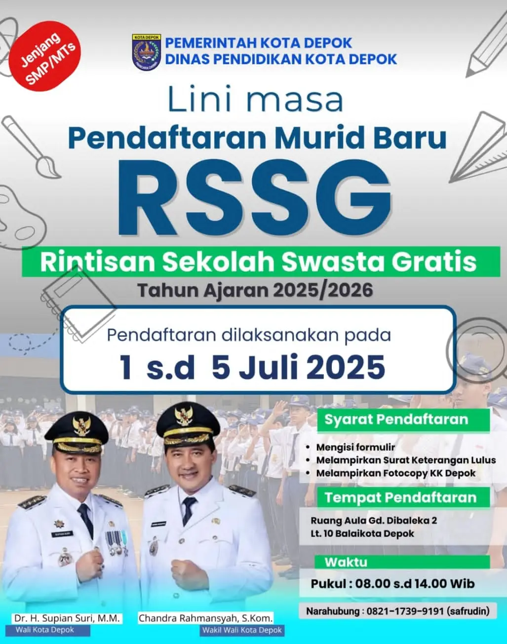 Pendaftaran Rintisan Sekolah Swasta Gratis (RSSG) Telah Dibuka