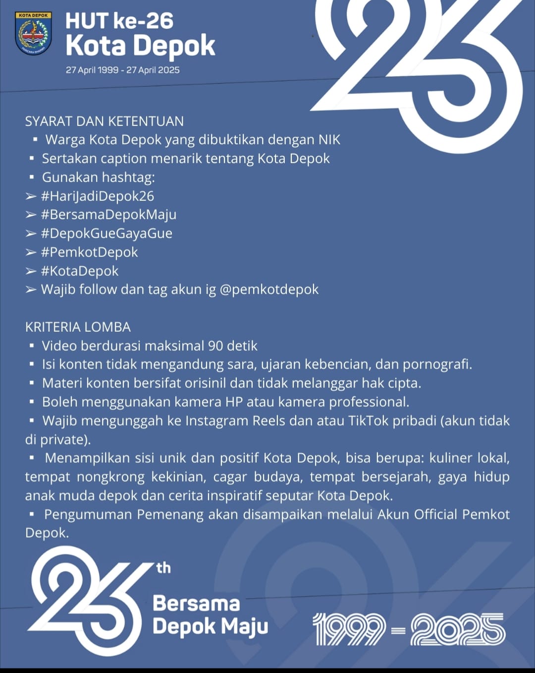 Ayo Ikuti Depok Vibes Challenge, Simak Syarat dan Kriterianya